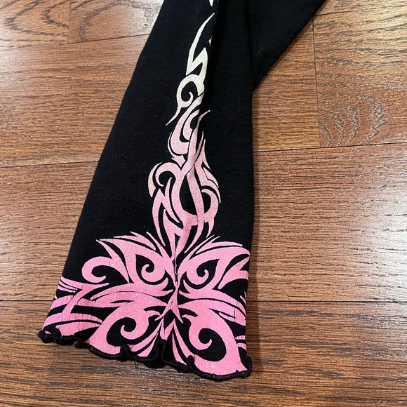 Vintage Y2k Black & Pink Graphic Long Sleeve Top Indie Cyber Scene Grunge 90s - Picture 4 of 14